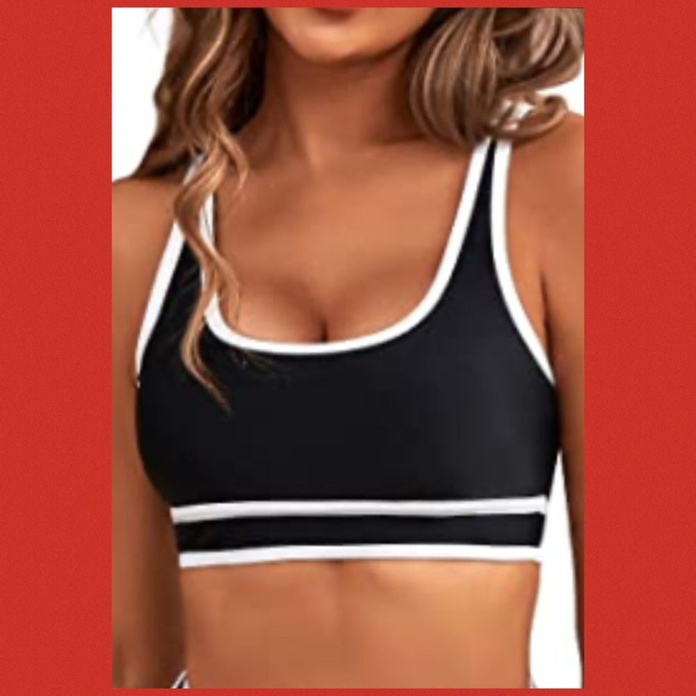 Black High-Waist Swim Skirt with Striped Waistband.41 - Picture 5 of 6